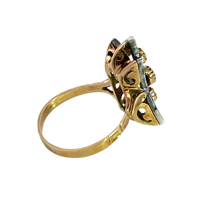 Art Deco 18KY gold, sapphire and diamond ring