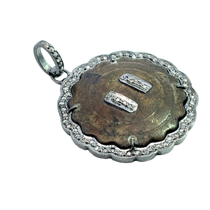 Ancient and Modern Sterling Silver and diamond Viking button pendant