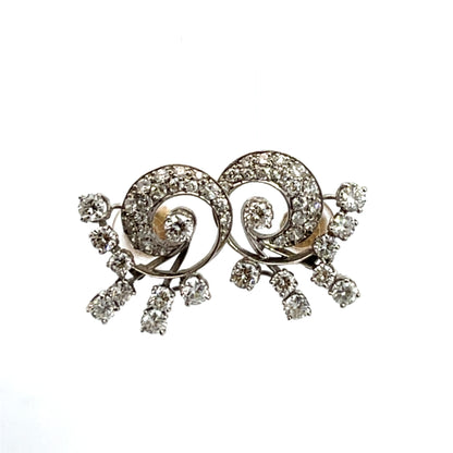 Mid century Modern 14Kwhite and yellow gold spiral post earrings