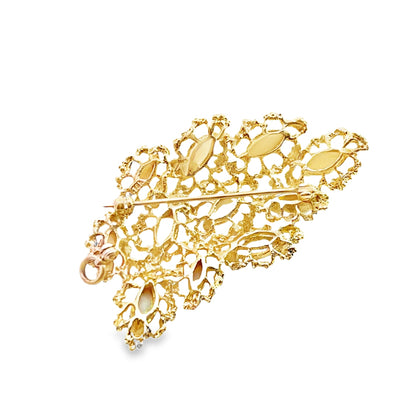 Brutalist 18KY gold, diamond and opal pin/ pendant