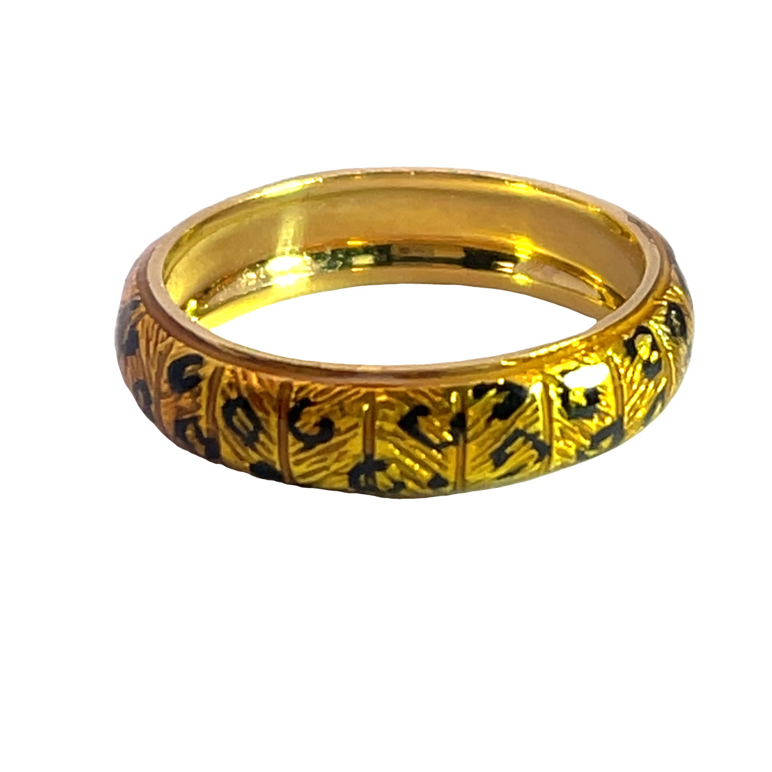 Modern 18KY gold and enamel 'cheetah' pattern Hidalgo ring