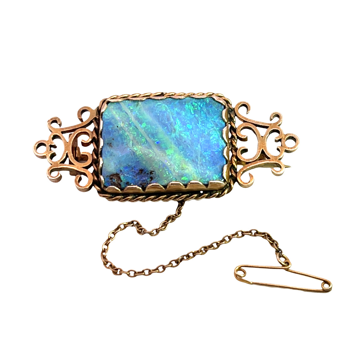 Modern 14KY gold Boulder opal brooch