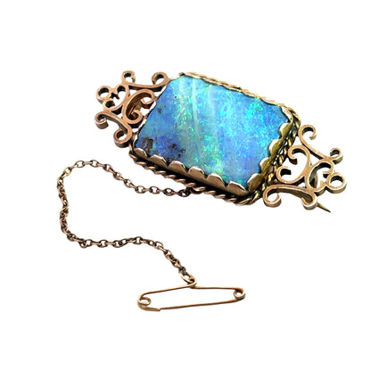 Modern 14KY gold Boulder opal brooch
