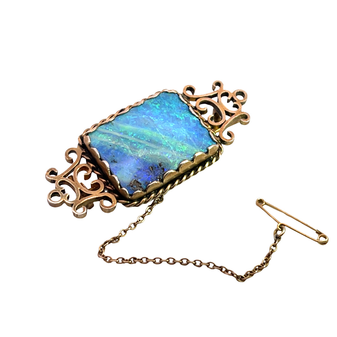 Modern 14KY gold Boulder opal brooch