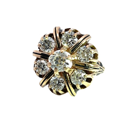 Late Victorian 14K rose gold, Old Mine Cut, Old European Cut natural diamond and enamel ring