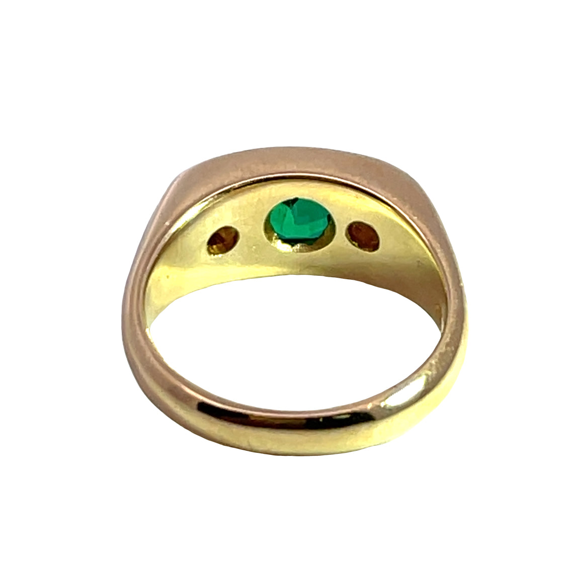 Modern 14KY gold Colombian emerald and natural white diamond ring