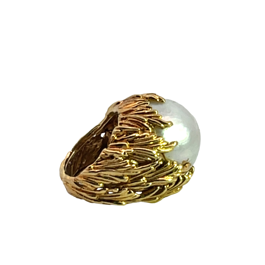 Modern 18KY gold and mabé Pearl David Webb ring