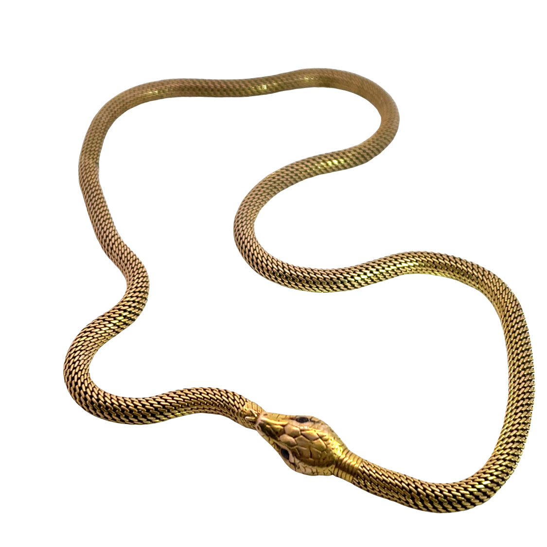 Victorian Russian 14KY gold and garnet snake necklace