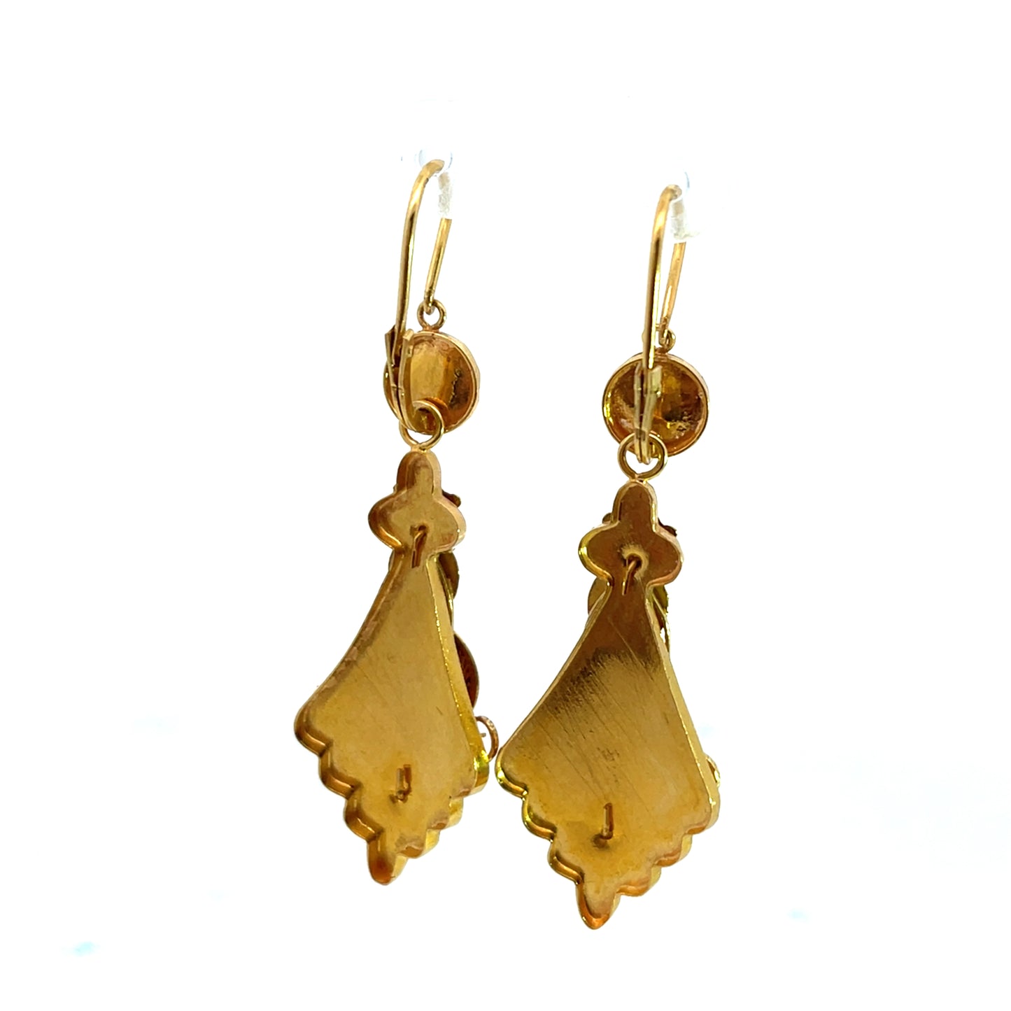 Victorian 19KY gold and turquoise day-night sleeper chandelier earrings