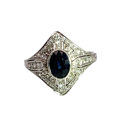 Edwardian Platinum, sapphire and diamond ring