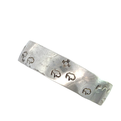 Native American Sterling Silver stamped buffalo cuff bracelet