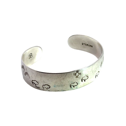 Native American Sterling Silver stamped buffalo cuff bracelet