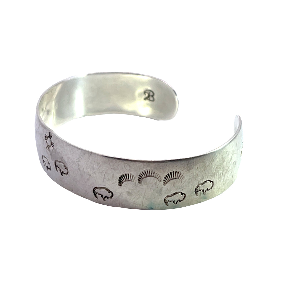 Native American Sterling Silver stamped buffalo cuff bracelet