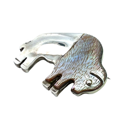 Native American Sterling silver and mother of pearl convertible pin and pendant