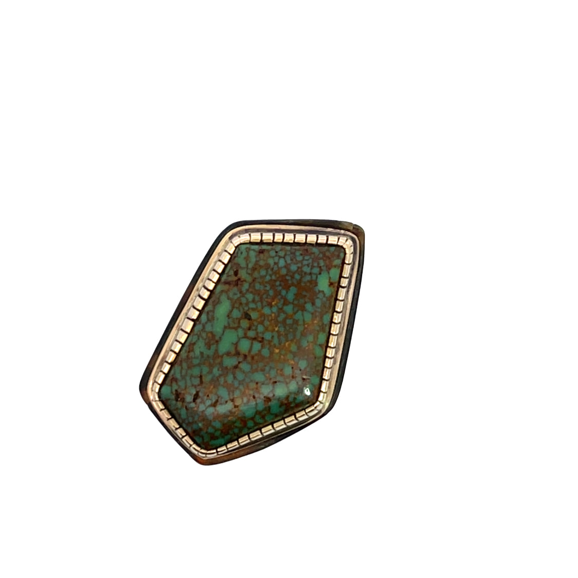 Native American 14KY gold, turquoise and horn ring