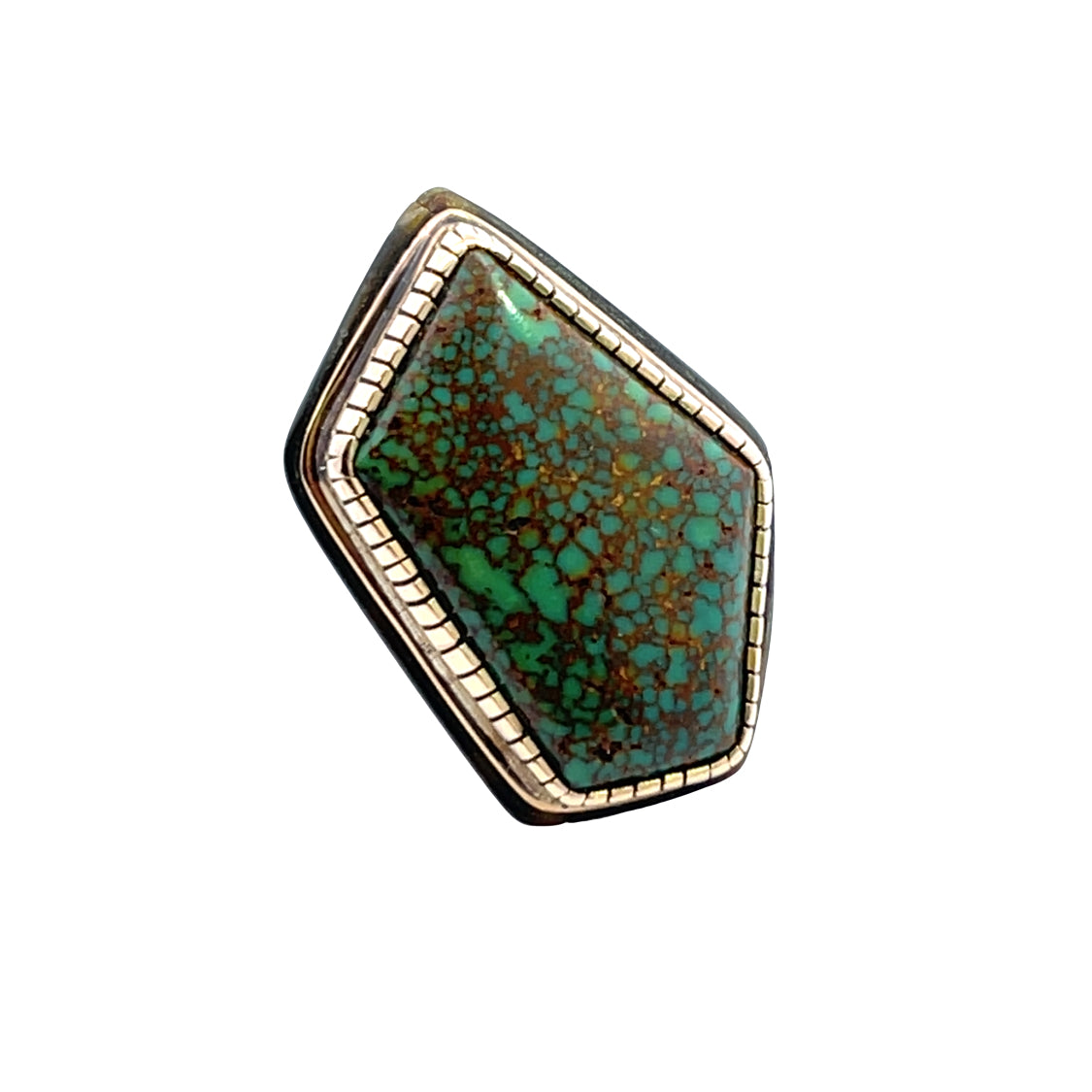 Native American 14KY gold, turquoise and horn ring