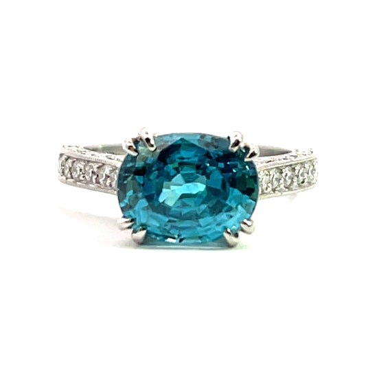 Art Deco Platinum zircon and diamond ring