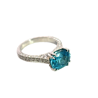 Art Deco Platinum zircon and diamond ring