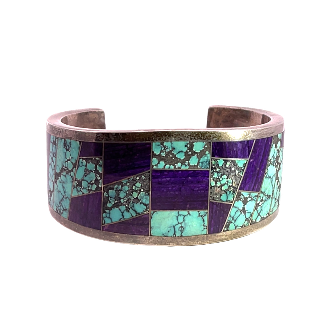 Native American Sterling Silver, Turquoise and sugilite cuff bracelet