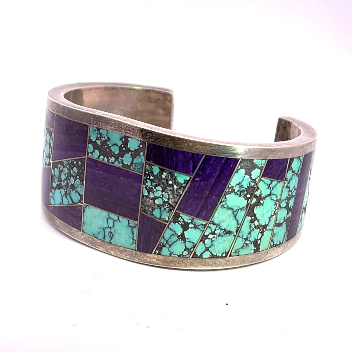 Native American Sterling Silver, Turquoise and sugilite cuff bracelet