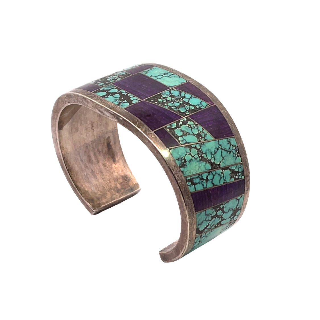 Native American Sterling Silver, Turquoise and sugilite cuff bracelet