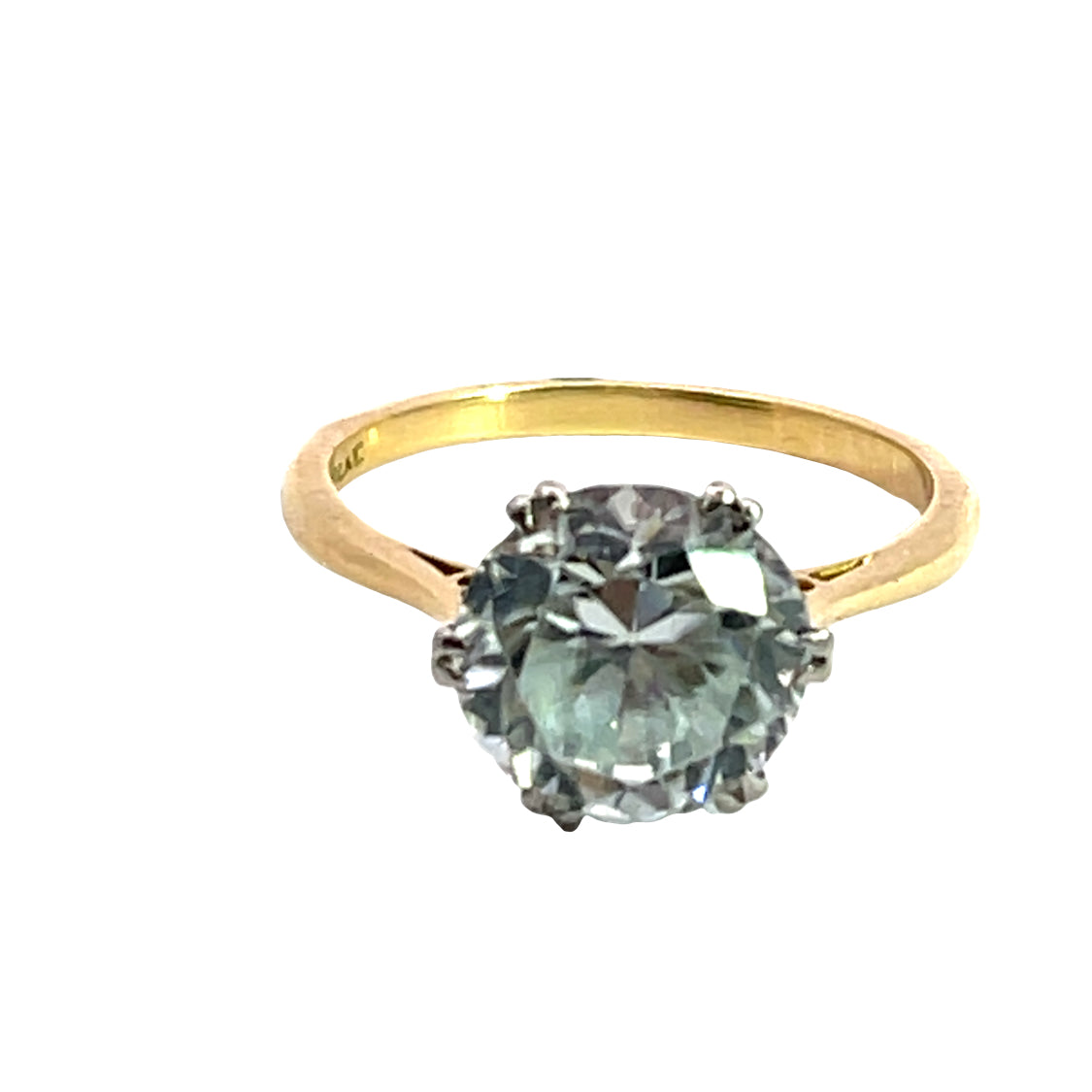 Victorian 18KY gold, platinum and zircon ring