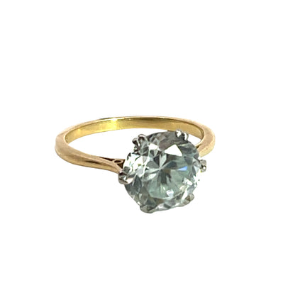 Victorian 18KY gold, platinum and zircon ring