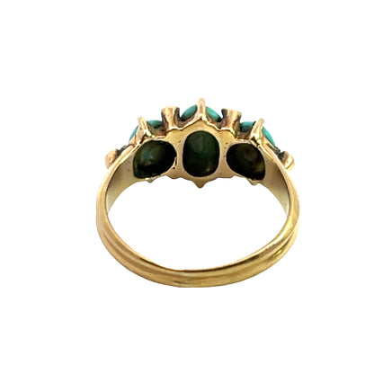Victorian 14KY gold, Persian turquoise and rose cut diamond ring