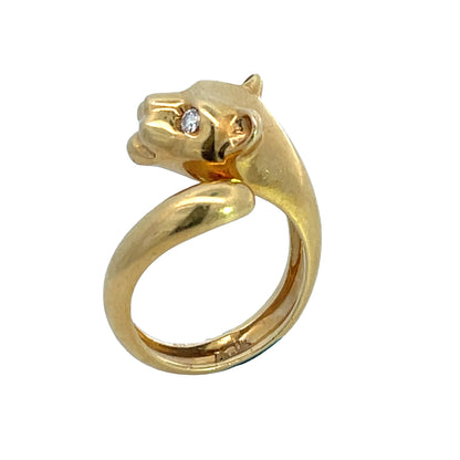 Modern 18KY gold and diamond Jaguar ring