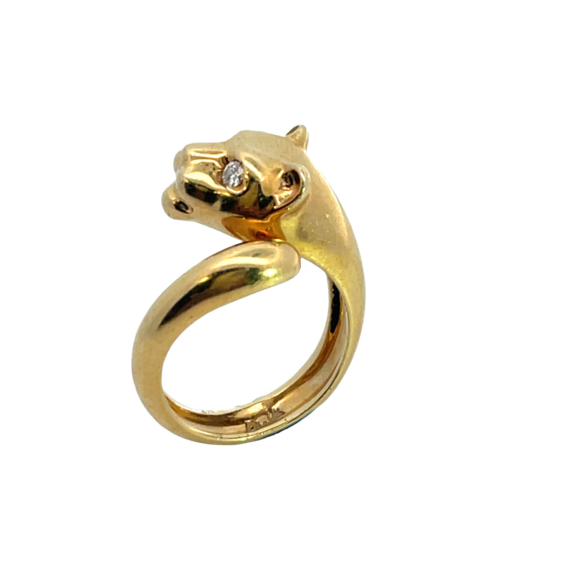 Modern 18KY gold and diamond Jaguar ring