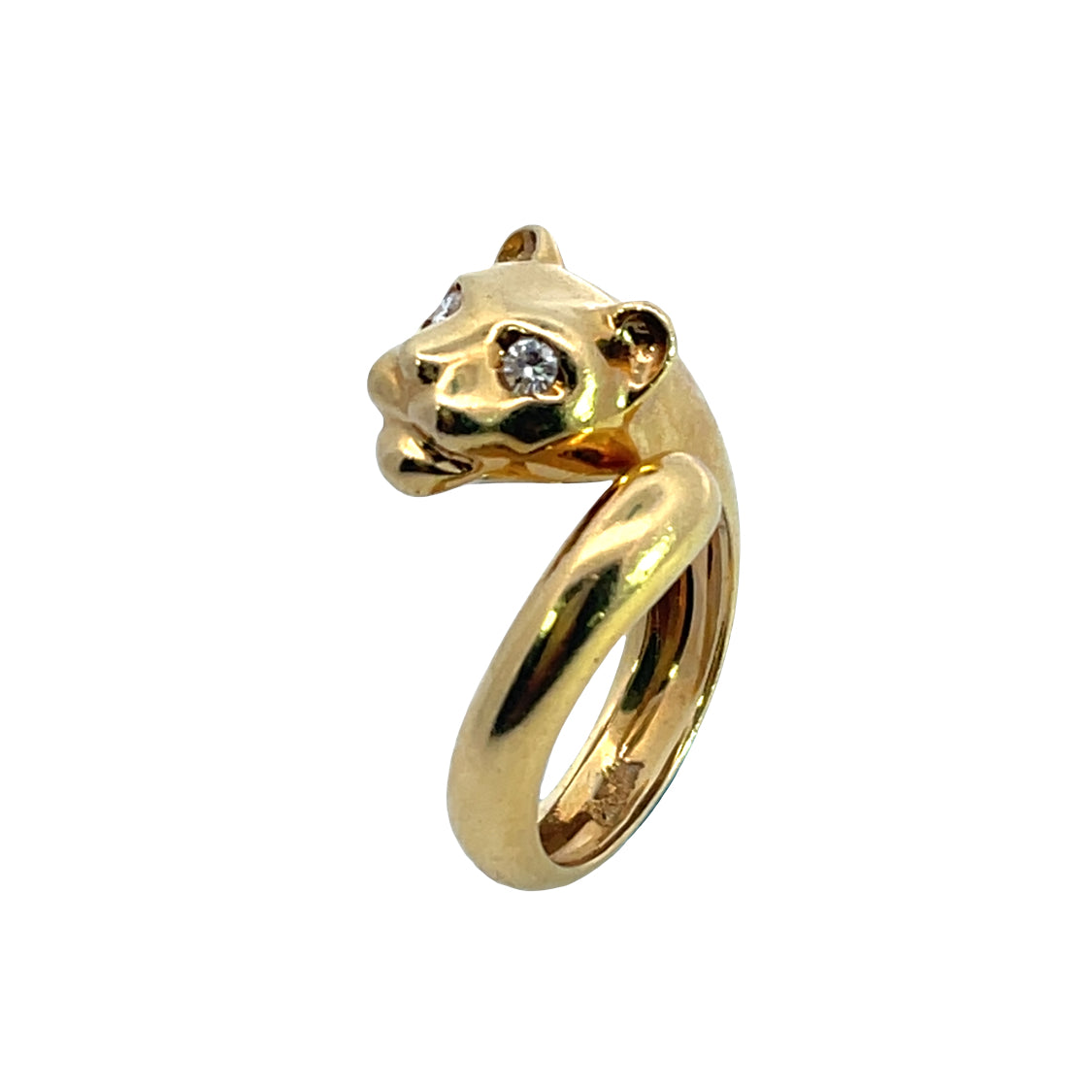 Modern 18KY gold and diamond Jaguar ring