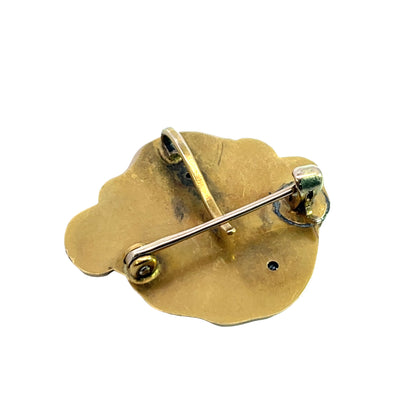 Art Noveau 18Ky gold, star set, old mine cut diamond pin/pendant