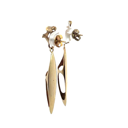 Brutalist 14KY gold post drop earrings