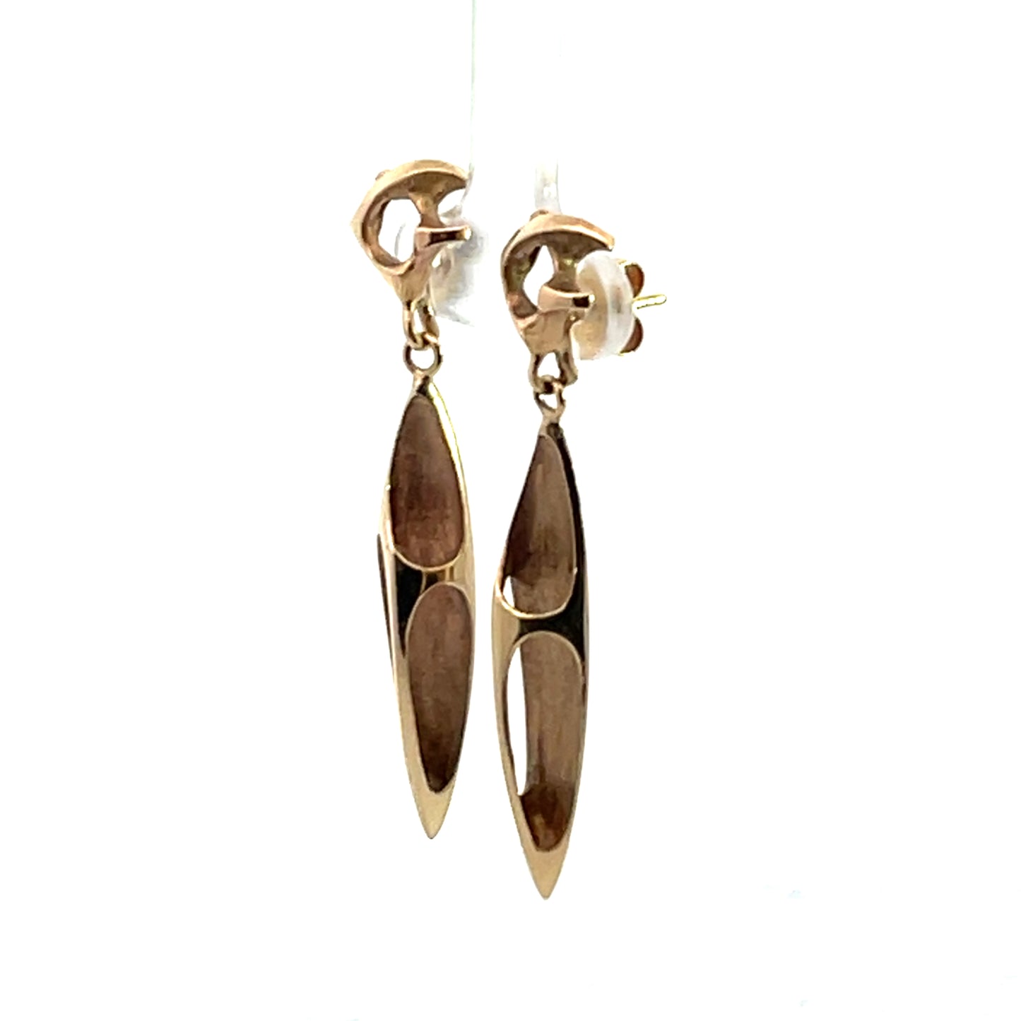 Brutalist 14KY gold post drop earrings