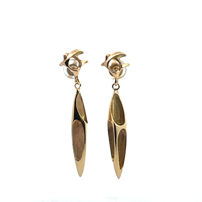 Brutalist 14KY gold post drop earrings