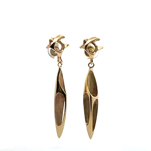 Brutalist 14KY gold post drop earrings
