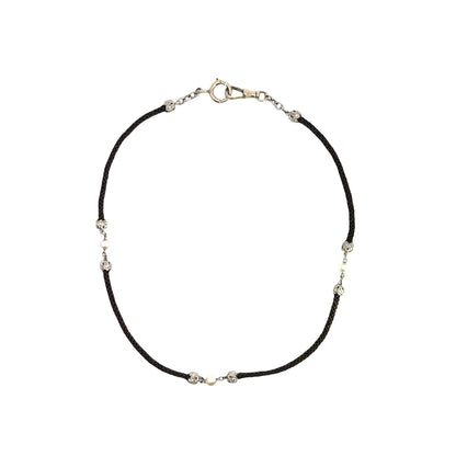 Victorian 18KW gold, diamond and natural pearl mourning jewelry watch chain