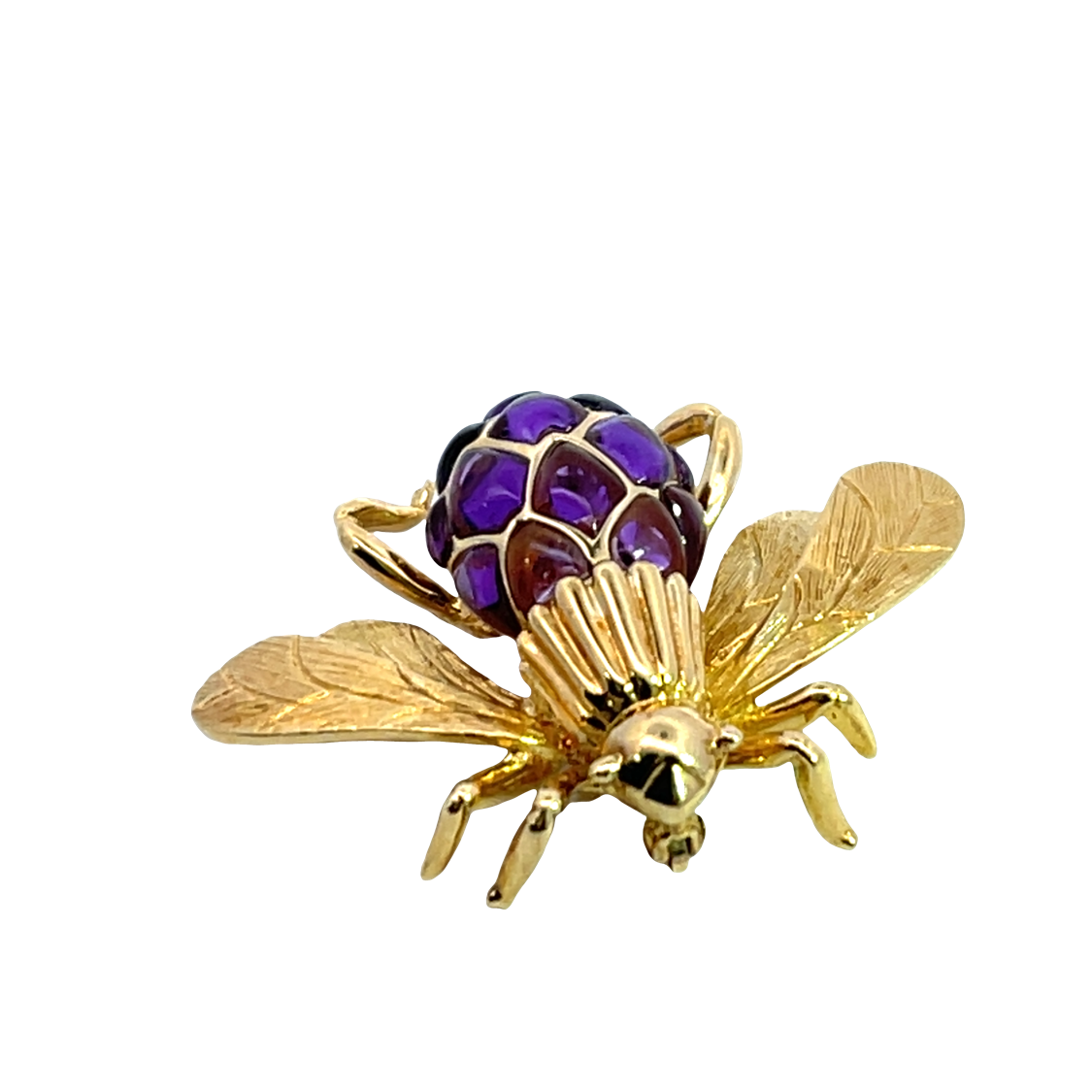 Mid-Century-Modern 18KY gold and amethyst bee pin