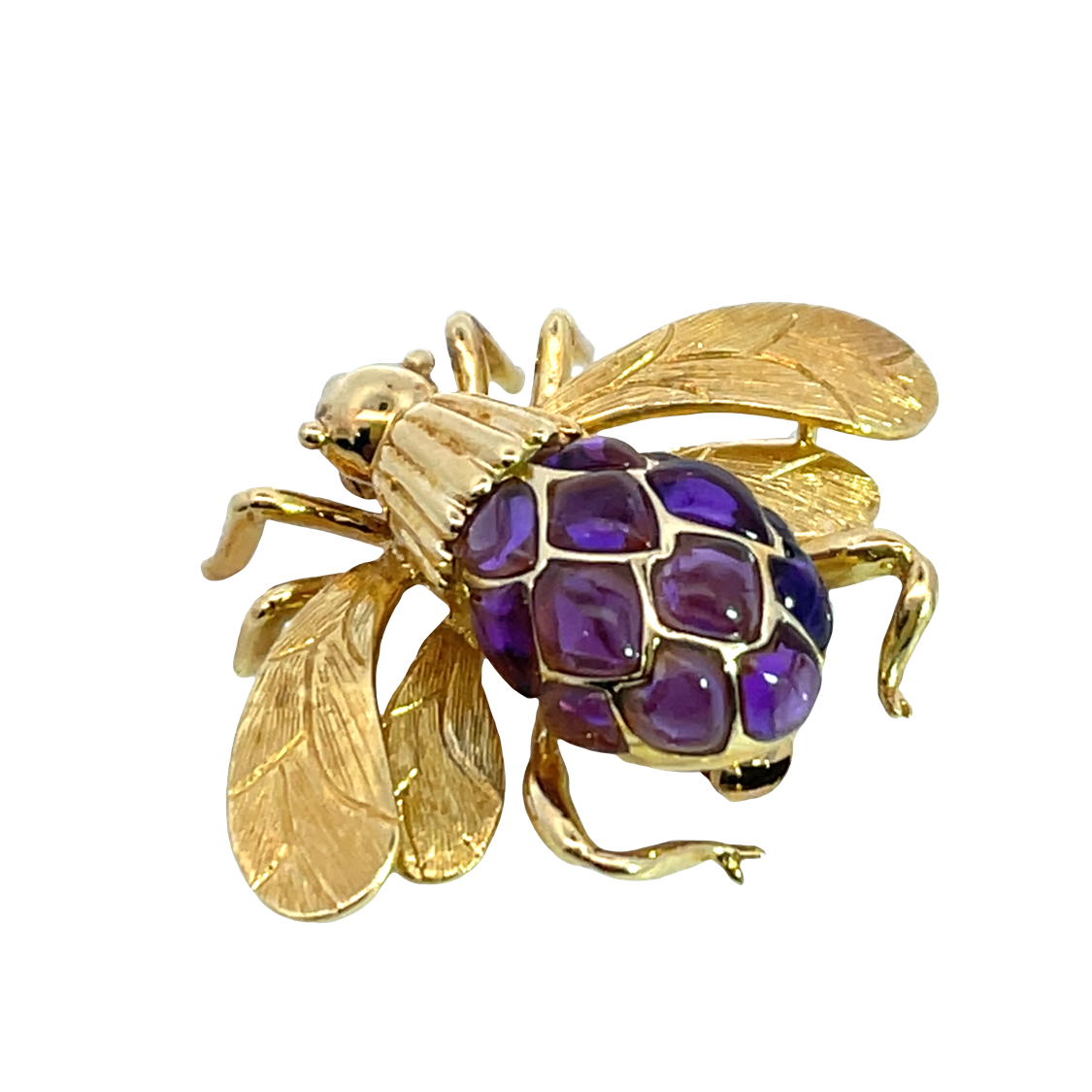 Mid-Century-Modern 18KY gold and amethyst bee pin