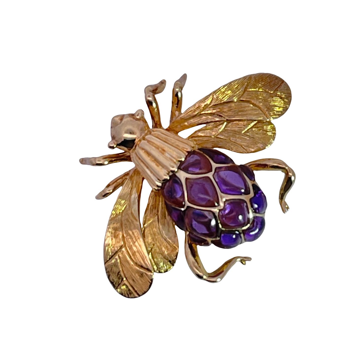 Mid-Century-Modern 18KY gold and amethyst bee pin