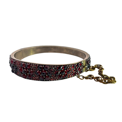 Victorian Gilt Garnet hinged bracelet