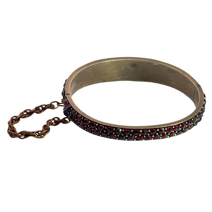 Victorian Gilt Garnet hinged bracelet