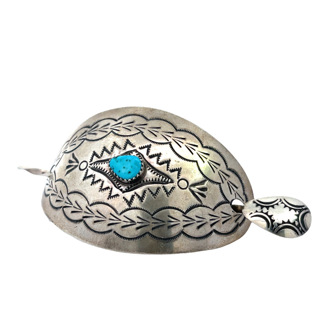 Native American Sterling Silver and Turquoise stamped hair pin