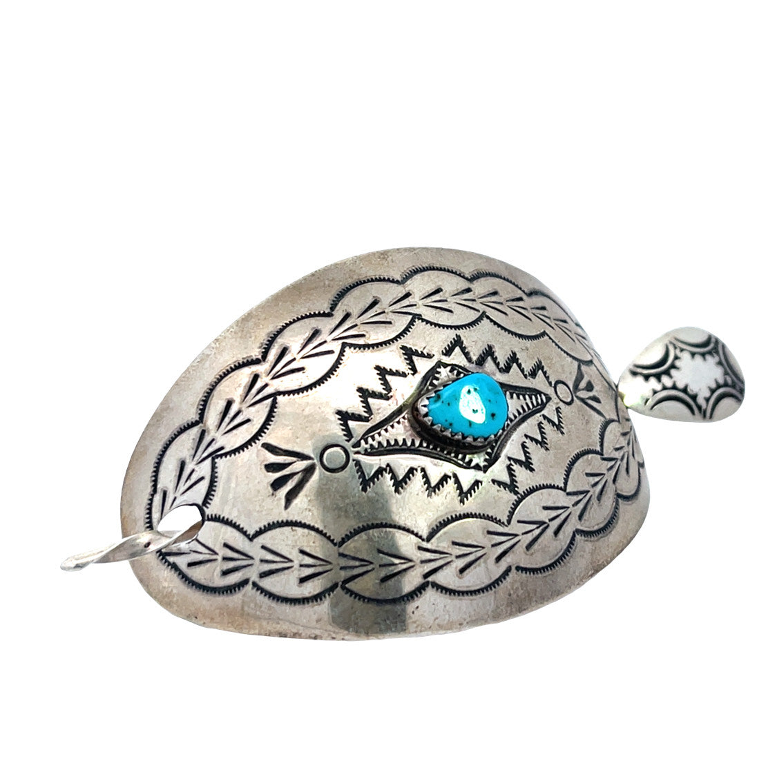 Native American Sterling Silver and Turquoise stamped hair pin
