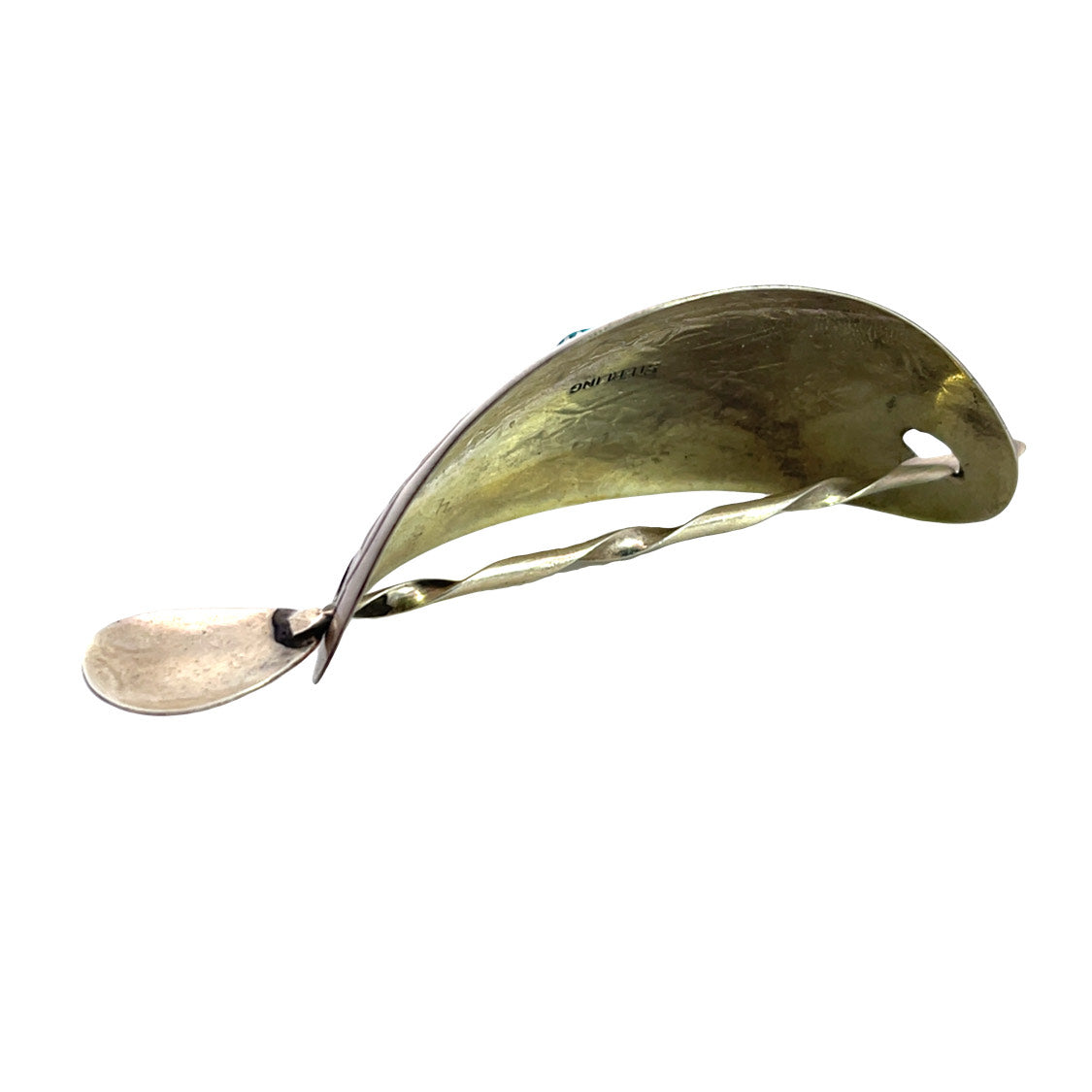 Native American Sterling Silver and Turquoise stamped hair pin