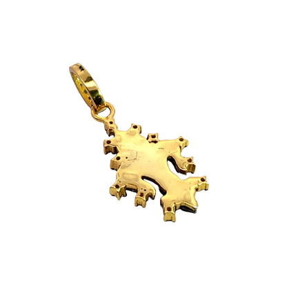 Vintage Sterling Silver Fleur de Lis in modern gold plated and diamond pendant