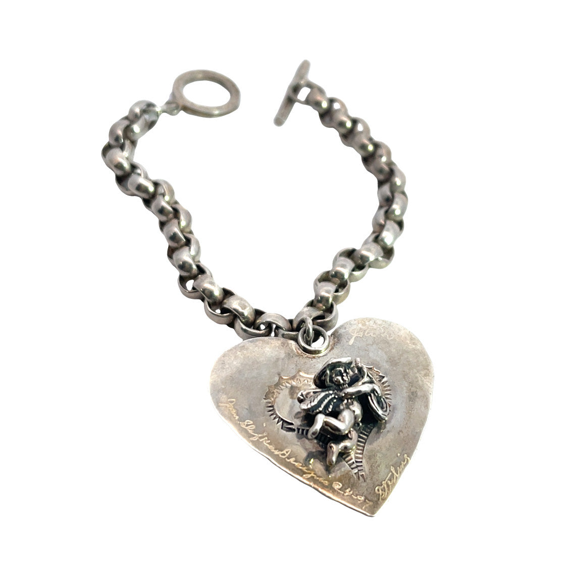 Modern Sterling Silver and Lapis Joan Slifka Cowboy Cupid charm bracelet