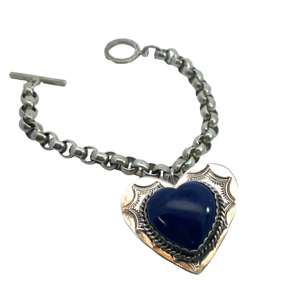 Modern Sterling Silver and Lapis Joan Slifka Cowboy Cupid charm bracelet