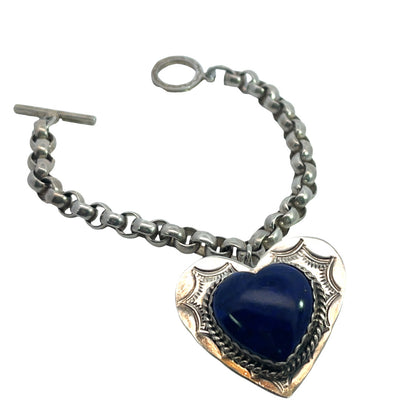 Modern Sterling Silver and Lapis Joan Slifka Cowboy Cupid charm bracelet