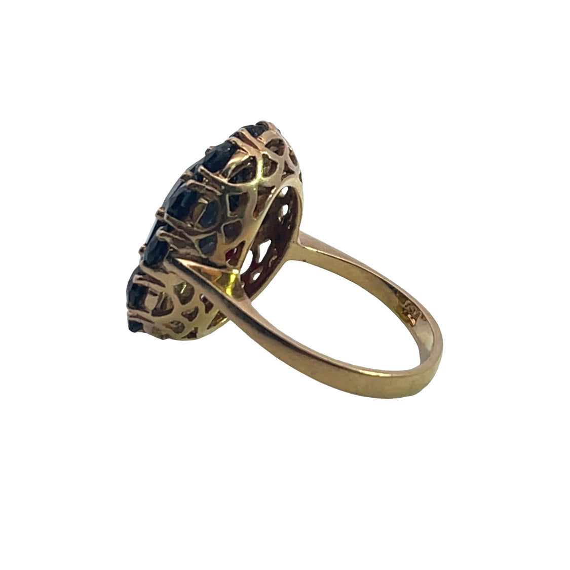 Victorian 18KY gold garnet halo ring